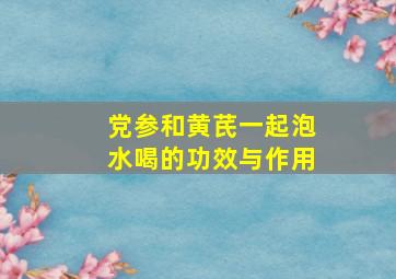 党参和黄芪一起泡水喝的功效与作用