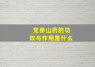 党参山药的功效与作用是什么