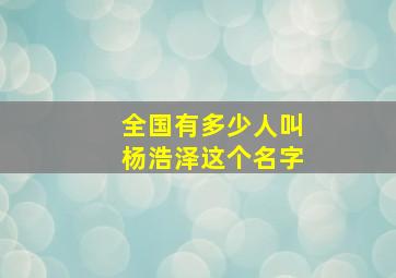 全国有多少人叫杨浩泽这个名字