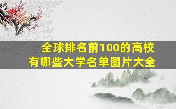 全球排名前100的高校有哪些大学名单图片大全