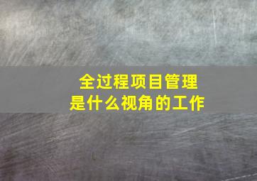 全过程项目管理是什么视角的工作