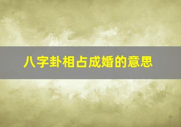 八字卦相占成婚的意思