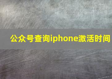 公众号查询iphone激活时间