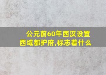 公元前60年西汉设置西域都护府,标志着什么