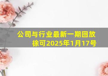 公司与行业最新一期回放徐可2025年1月17号