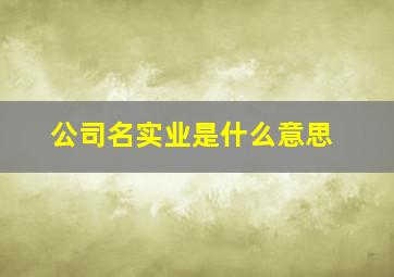 公司名实业是什么意思