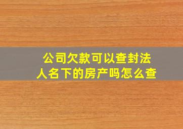 公司欠款可以查封法人名下的房产吗怎么查