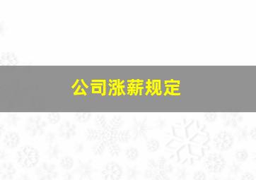 公司涨薪规定