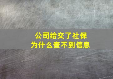 公司给交了社保为什么查不到信息