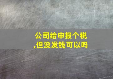 公司给申报个税,但没发钱可以吗