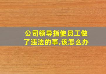 公司领导指使员工做了违法的事,该怎么办