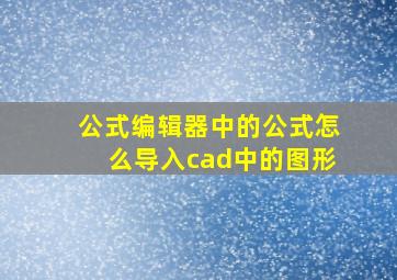 公式编辑器中的公式怎么导入cad中的图形