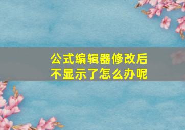 公式编辑器修改后不显示了怎么办呢