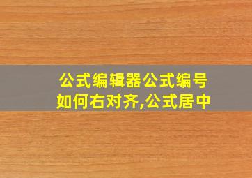 公式编辑器公式编号如何右对齐,公式居中