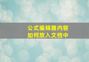 公式编辑器内容如何放入文档中