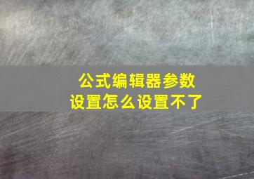 公式编辑器参数设置怎么设置不了