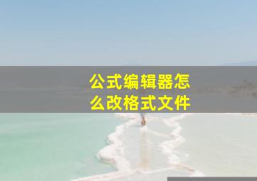 公式编辑器怎么改格式文件