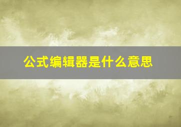 公式编辑器是什么意思