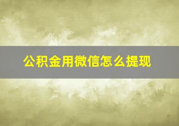 公积金用微信怎么提现