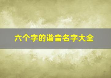 六个字的谐音名字大全