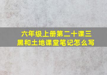 六年级上册第二十课三黑和土地课堂笔记怎么写