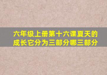 六年级上册第十六课夏天的成长它分为三部分哪三部分