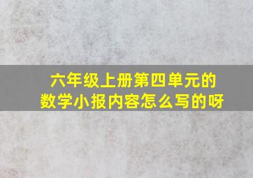 六年级上册第四单元的数学小报内容怎么写的呀