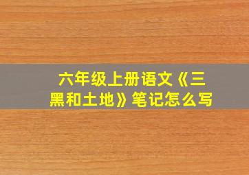 六年级上册语文《三黑和土地》笔记怎么写