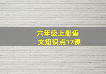 六年级上册语文知识点17课