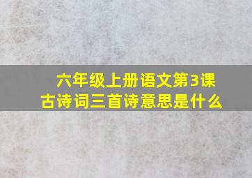 六年级上册语文第3课古诗词三首诗意思是什么