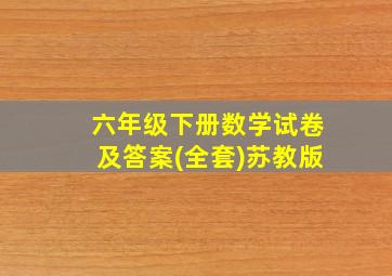 六年级下册数学试卷及答案(全套)苏教版