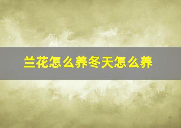 兰花怎么养冬天怎么养