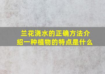 兰花浇水的正确方法介绍一种植物的特点是什么