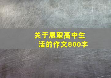 关于展望高中生活的作文800字