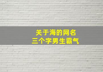 关于海的网名三个字男生霸气