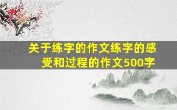 关于练字的作文练字的感受和过程的作文500字