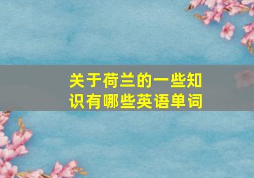 关于荷兰的一些知识有哪些英语单词