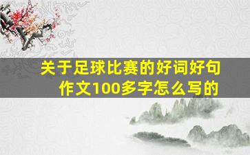 关于足球比赛的好词好句作文100多字怎么写的