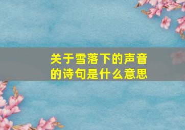 关于雪落下的声音的诗句是什么意思