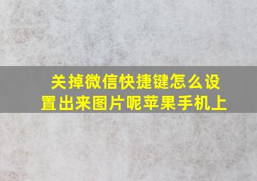 关掉微信快捷键怎么设置出来图片呢苹果手机上