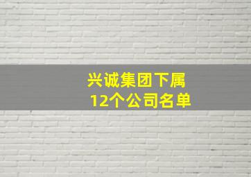 兴诚集团下属12个公司名单