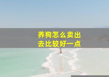 养狗怎么卖出去比较好一点