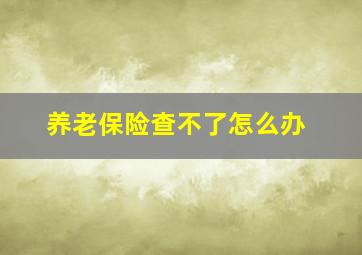 养老保险查不了怎么办