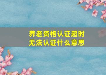 养老资格认证超时无法认证什么意思