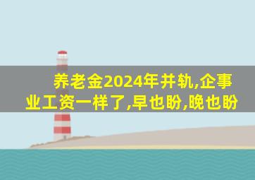 养老金2024年并轨,企事业工资一样了,早也盼,晚也盼