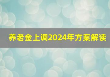 养老金上调2024年方案解读