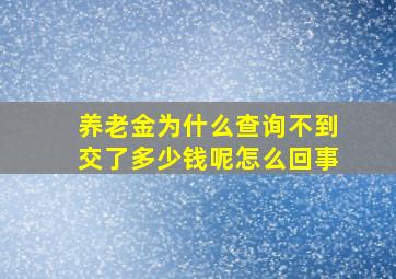 养老金为什么查询不到交了多少钱呢怎么回事