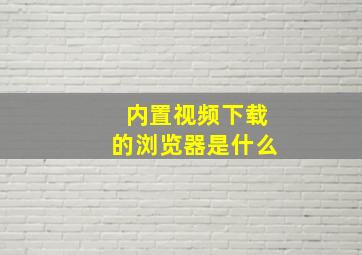 内置视频下载的浏览器是什么