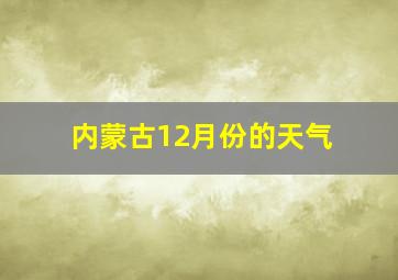 内蒙古12月份的天气