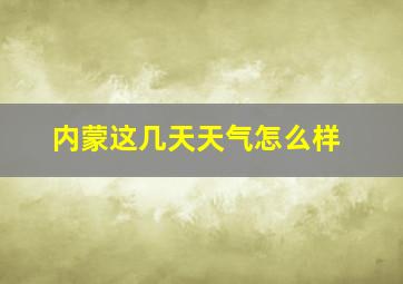 内蒙这几天天气怎么样